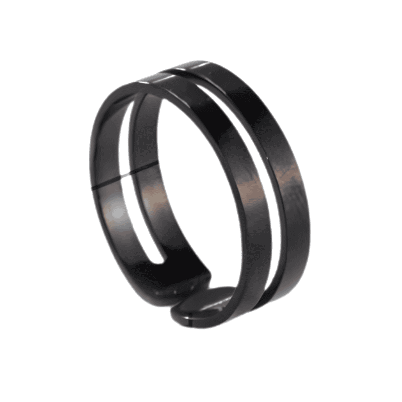 Bague Acier Homme Ajustable Noir