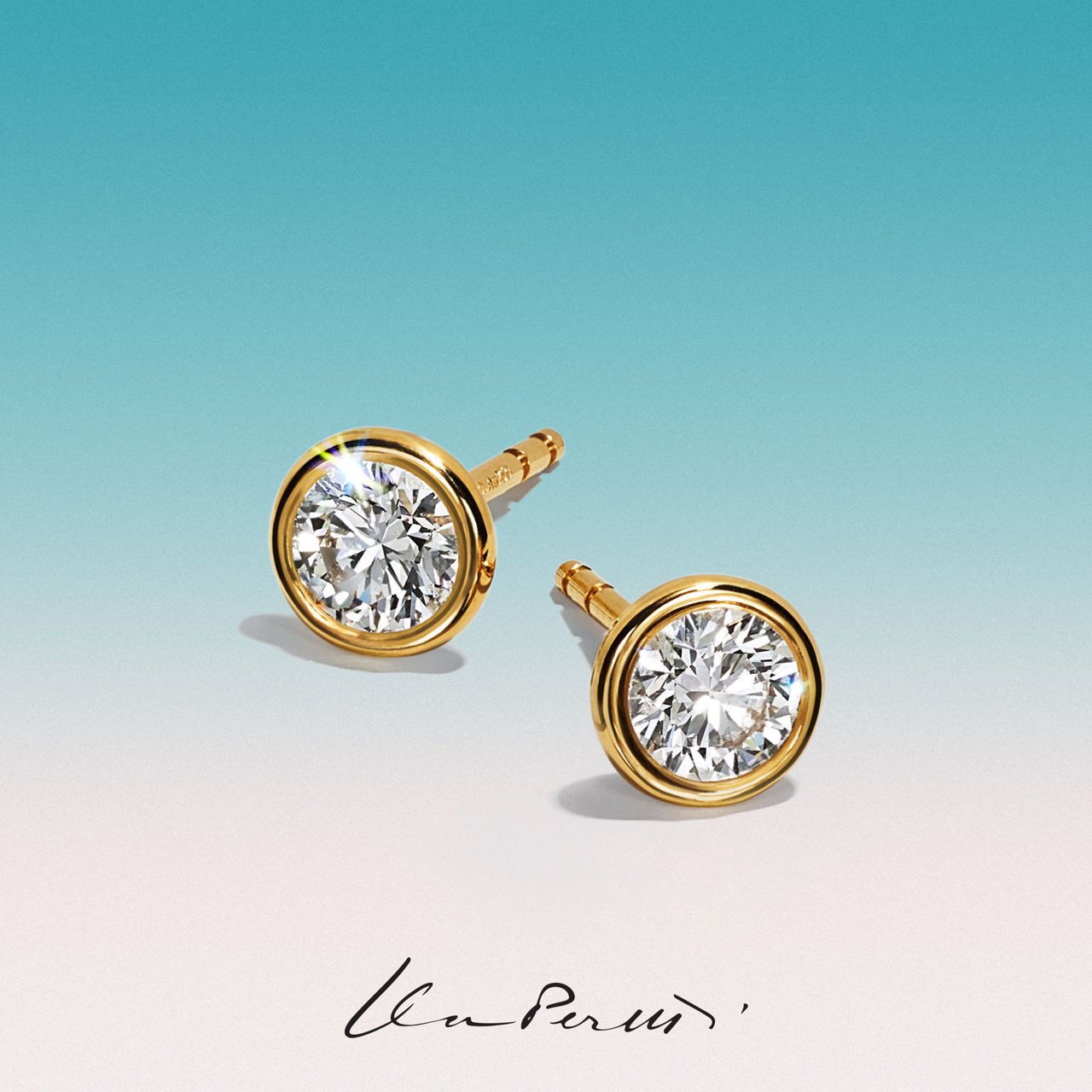 Boucles Doreilles En Diamant Plaque Or Vintage Tiffany