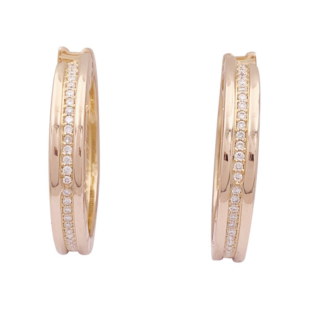 Bulgari Boucles Oreilles Perles Titane - Rose