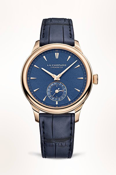 Chopard Bleu Boucles Doreilles En Or Cuir Veritable