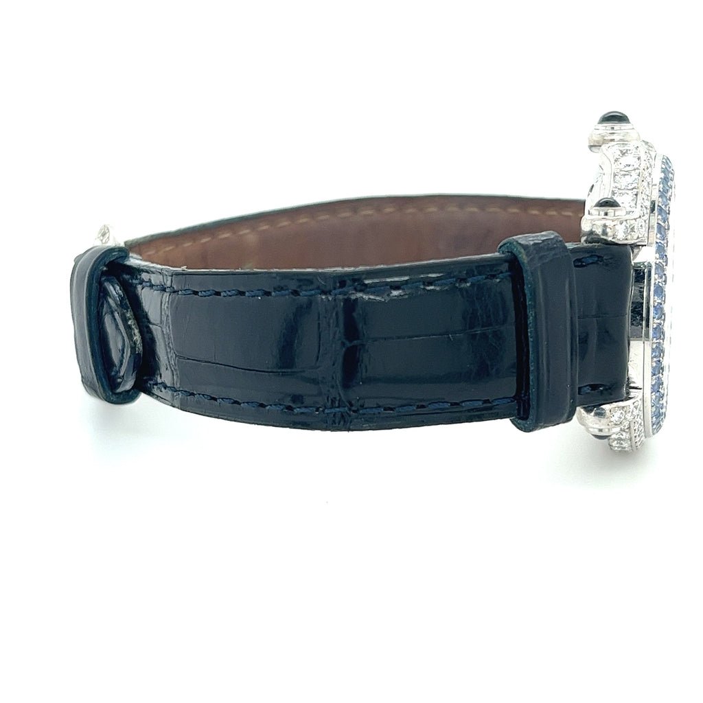 Chopard Bleu Boucles Doreilles Fantaisie Cuir Veritable