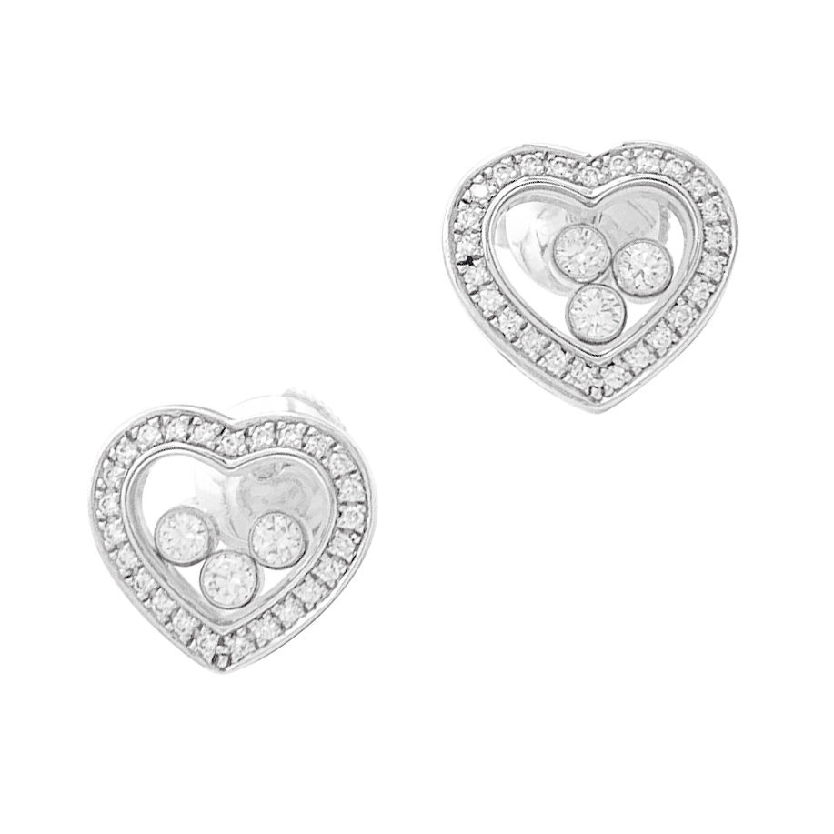 Chopard Boucles Oreilles Diamant Cuir Veritable - Bleu