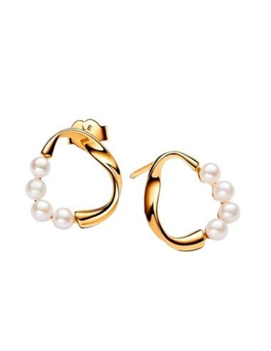 Elegant Boucles Doreilles En Perles 297 Or 18K Pandora