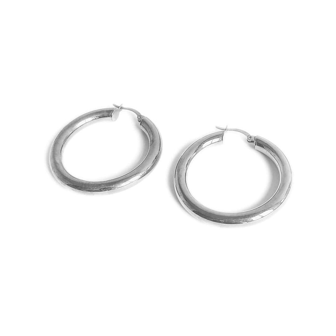 Minimaliste Boucles Oreilles Argent Titane Bulgari