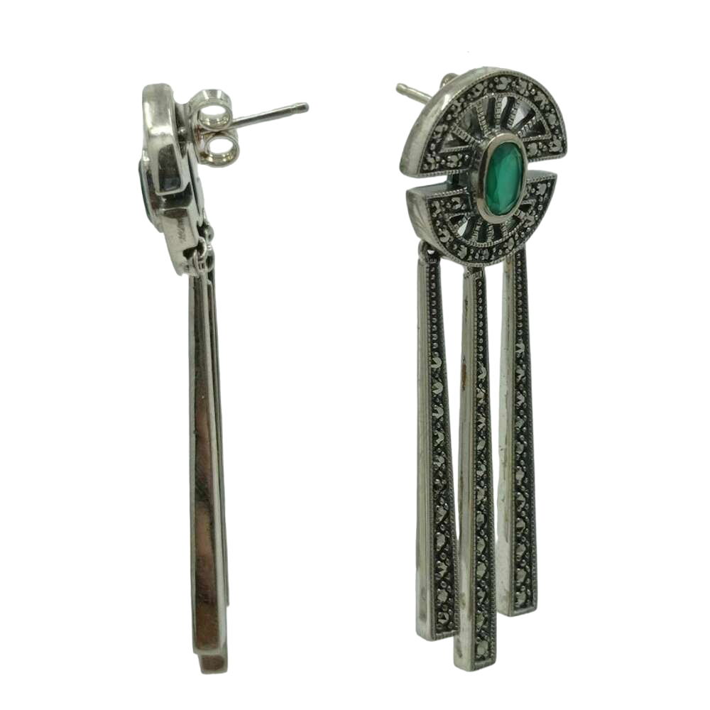 Piaget Boucles Oreilles Argent Perle - Vert