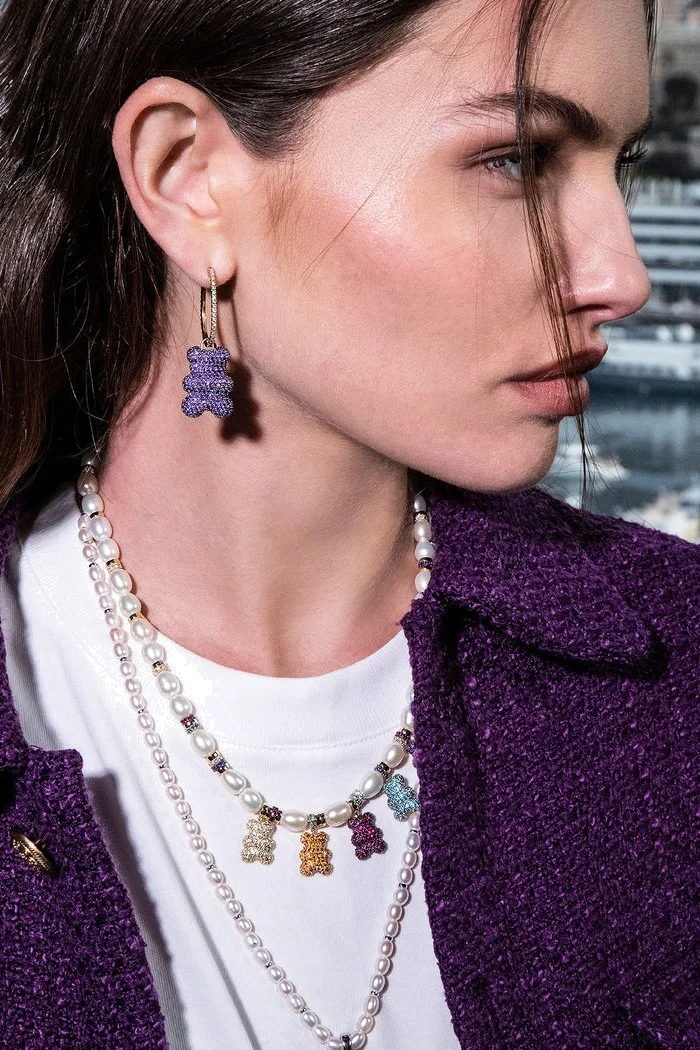 Raffine Boucles Doreilles Fantaisie Violet - Apm Monaco