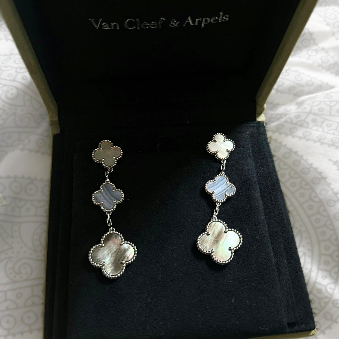 Romantique Boucles Doreilles En Argent Cristal Van Cleef