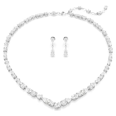 Swarovski Blanc Ensembles De Bijoux De Mariage Argent 925