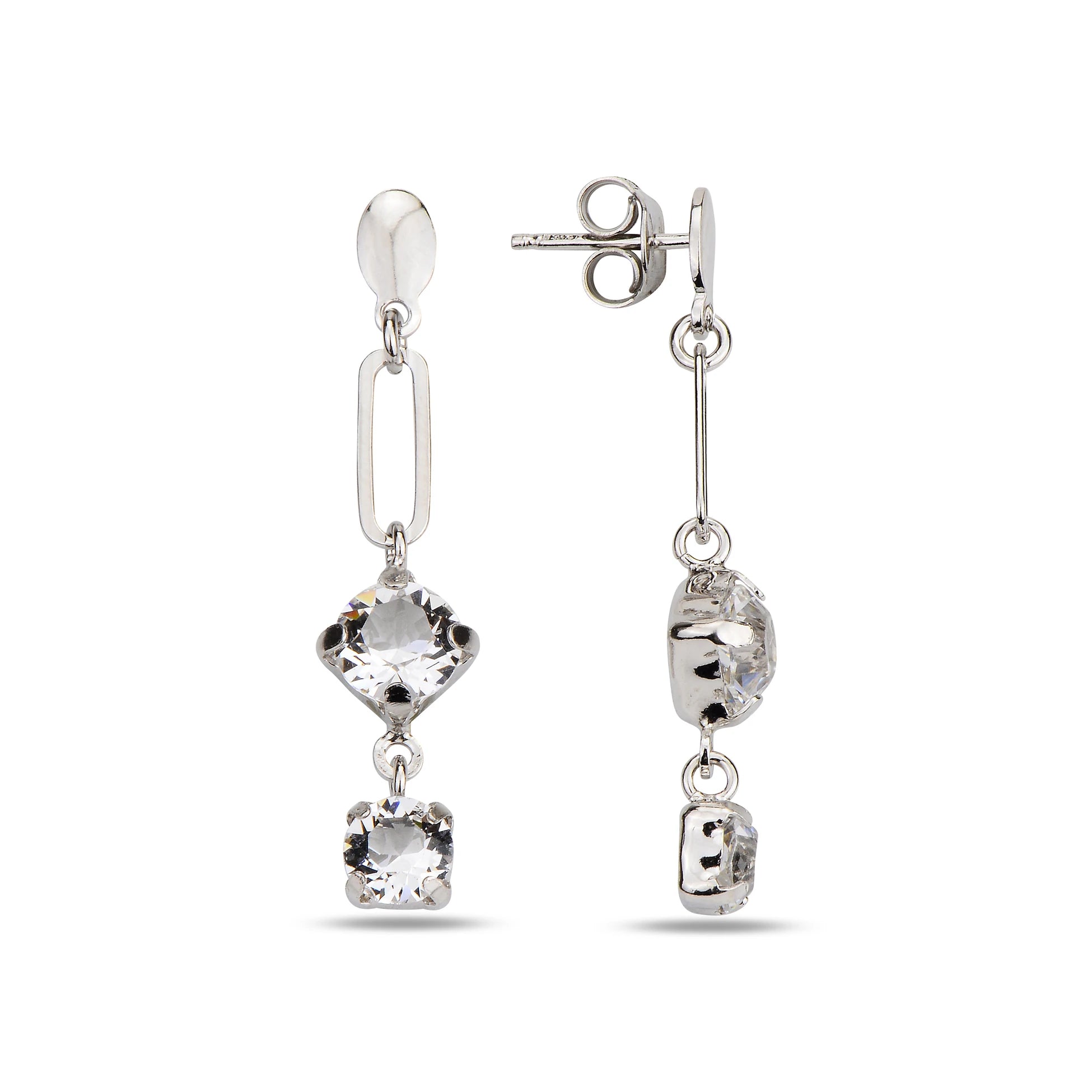 Swarovski Boucles Doreilles Pendantes Moderne - Argent 925