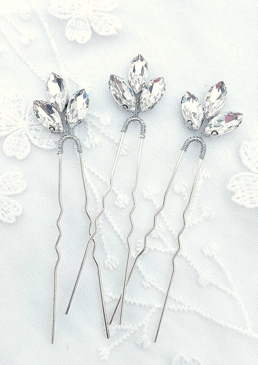 Swarovski Broches Fleurs Argent 925 - Blanc