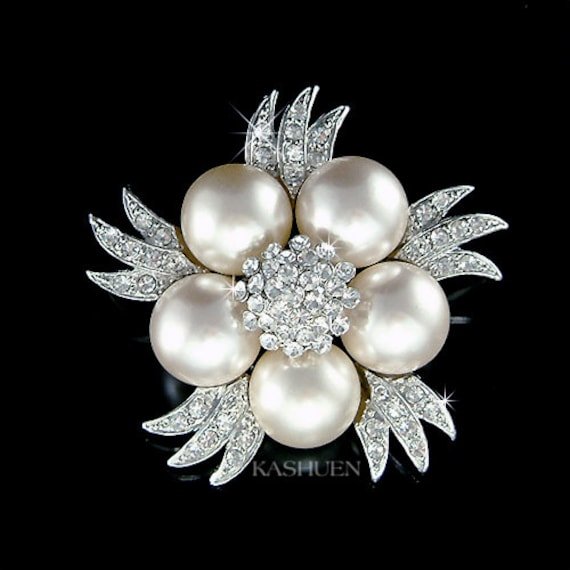 Swarovski Broches Fleurs Argent 925 - Blanc