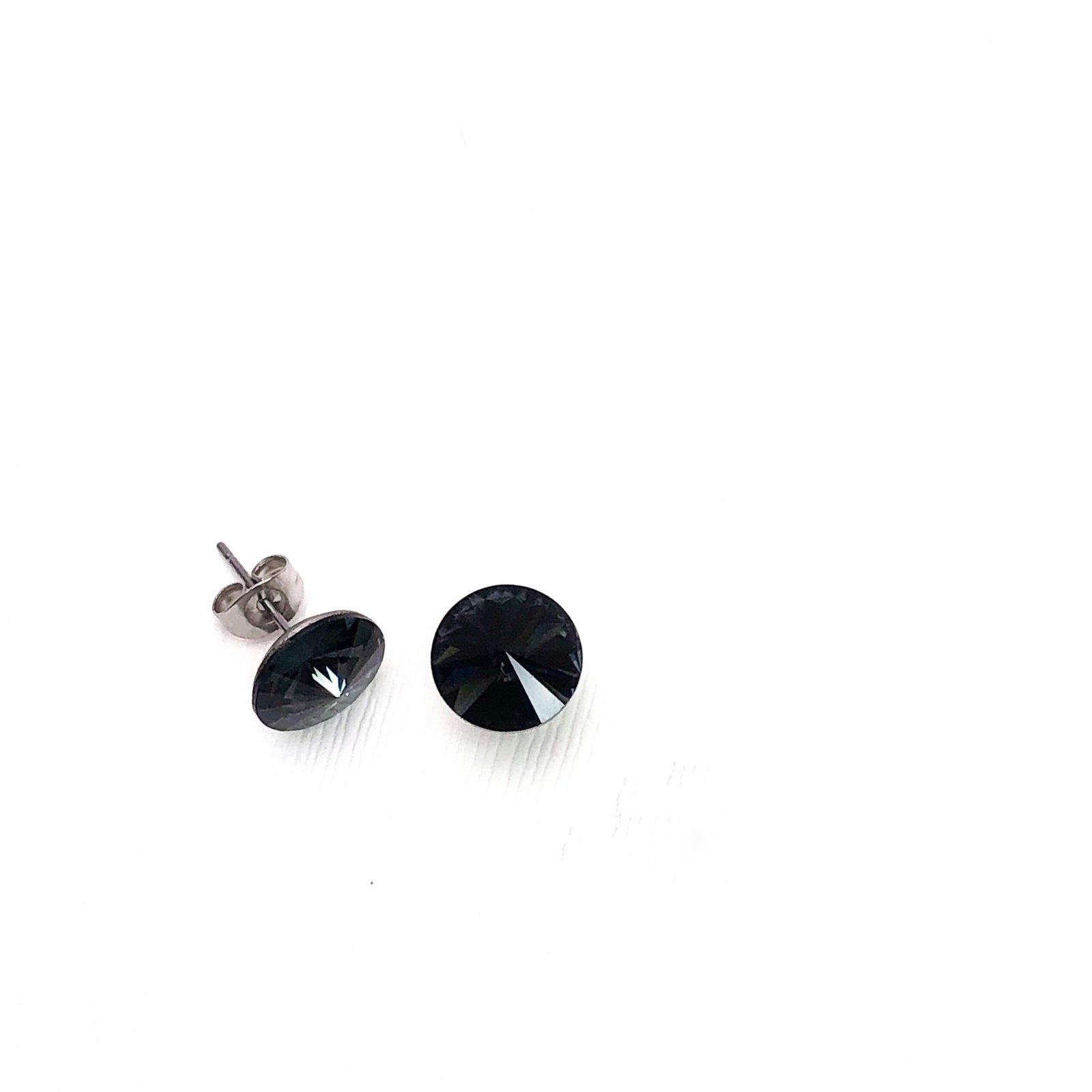Swarovski Noir Boucles Doreilles En Argent Acier Inoxydable