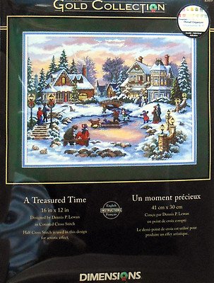 Tableau Décoratif Peinture Village d'Hiver Enneigé