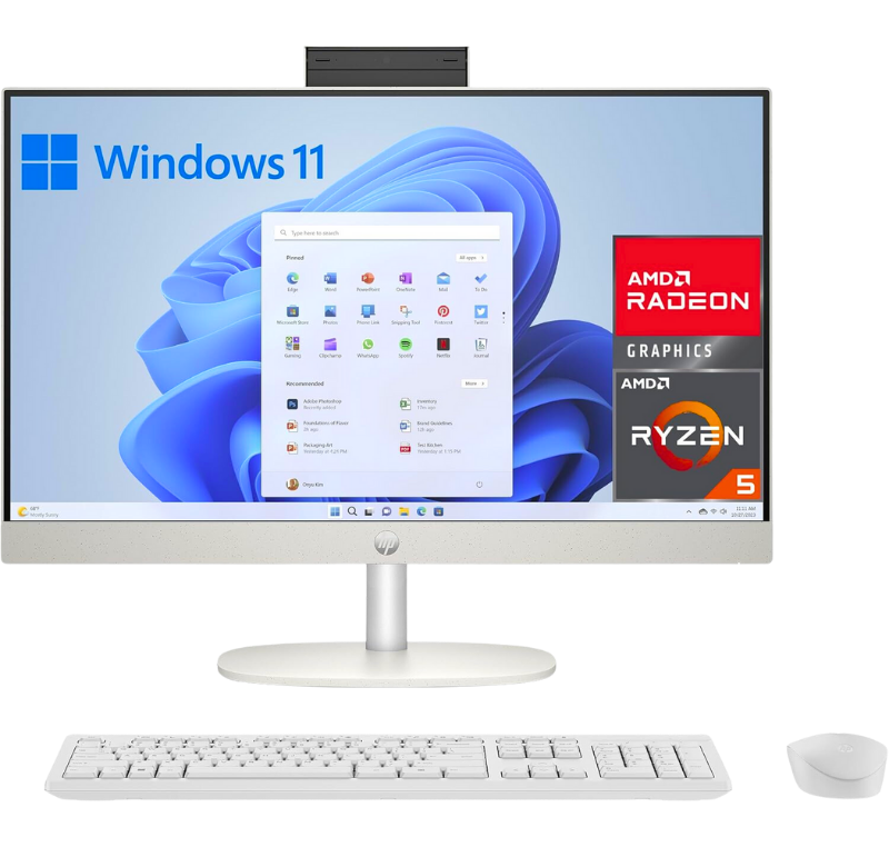 PC Tout-en-Un HP 24-cr0007ss avec écran 23,8" FHD IPS, AMD Ryzen 5 7520U 4