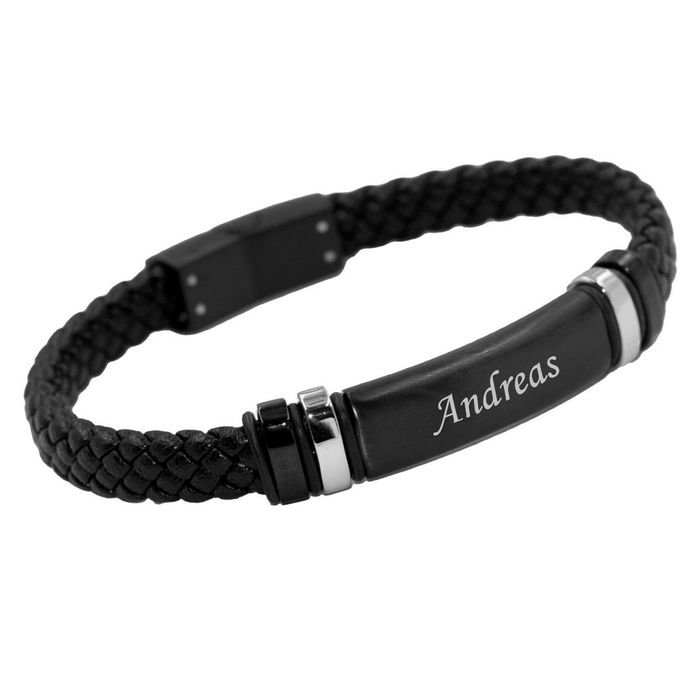 Bracelet Cuir Noir Tressé