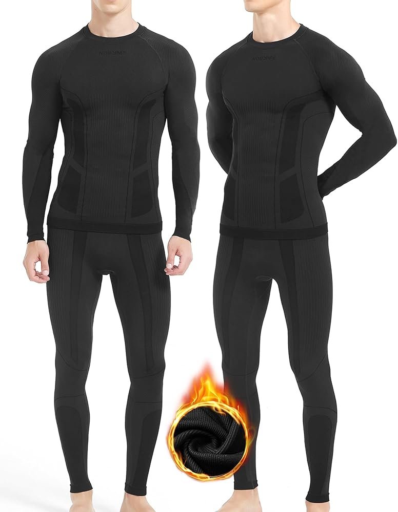 NOOYME Men's Functional Thermal Underwear Bamboo Charcoal Fibre Set Man