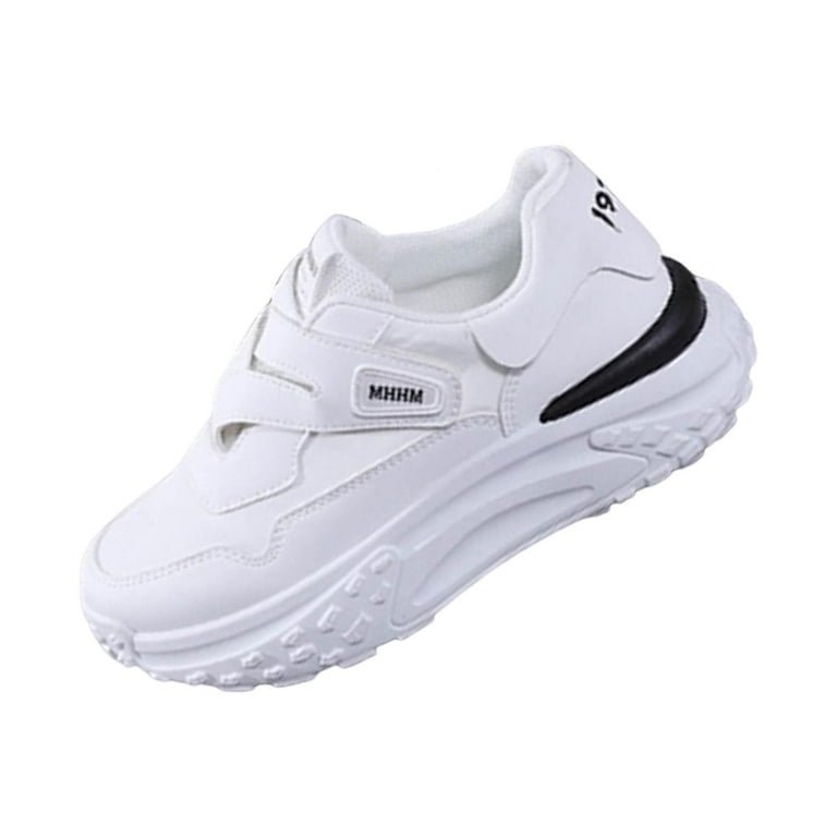 womens white leather sneakers thick sole lightweight breathable walking