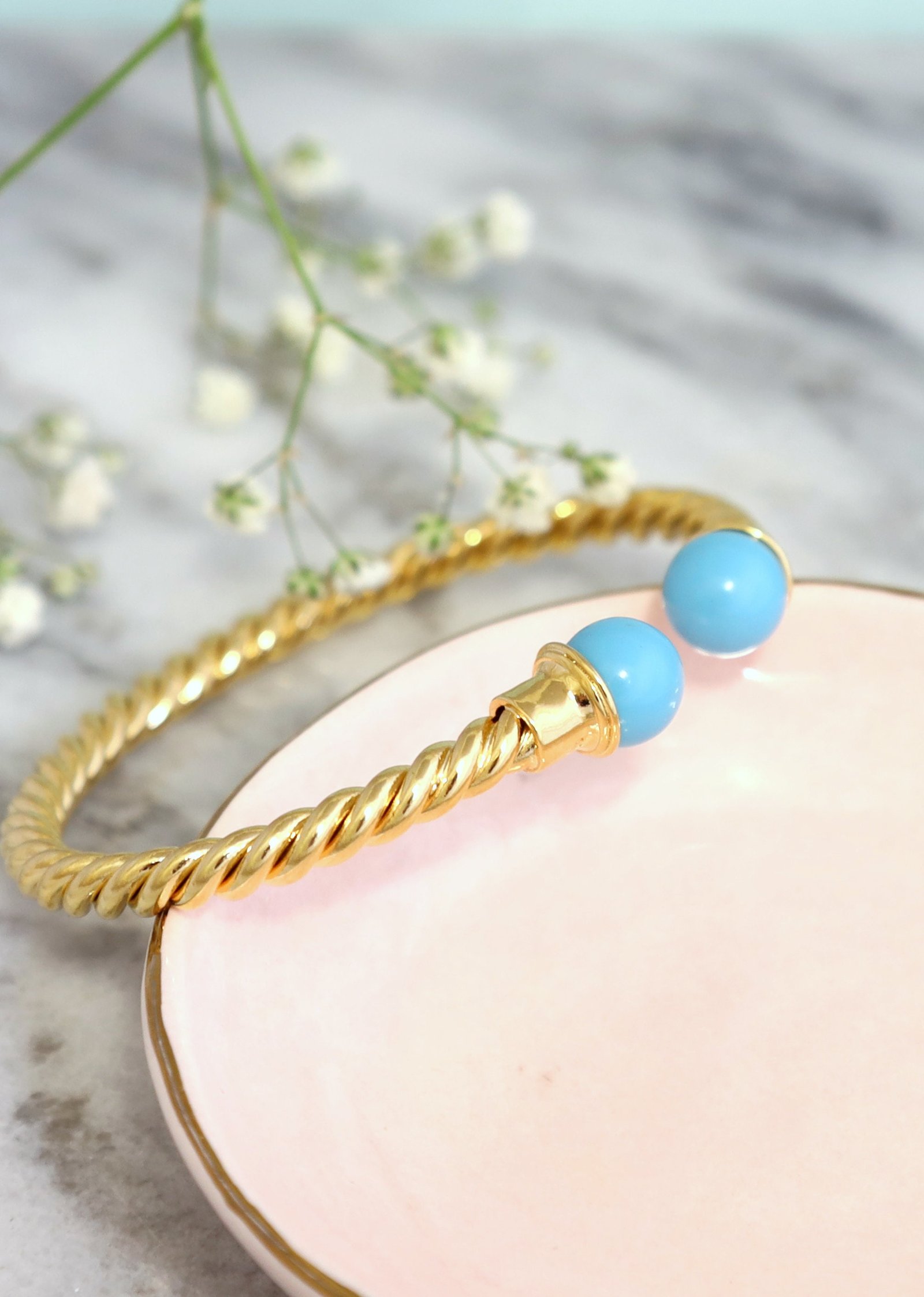 Histoire d'Or Turquoise Ensembles Bracelet Et Boucles Doreilles Zirconium