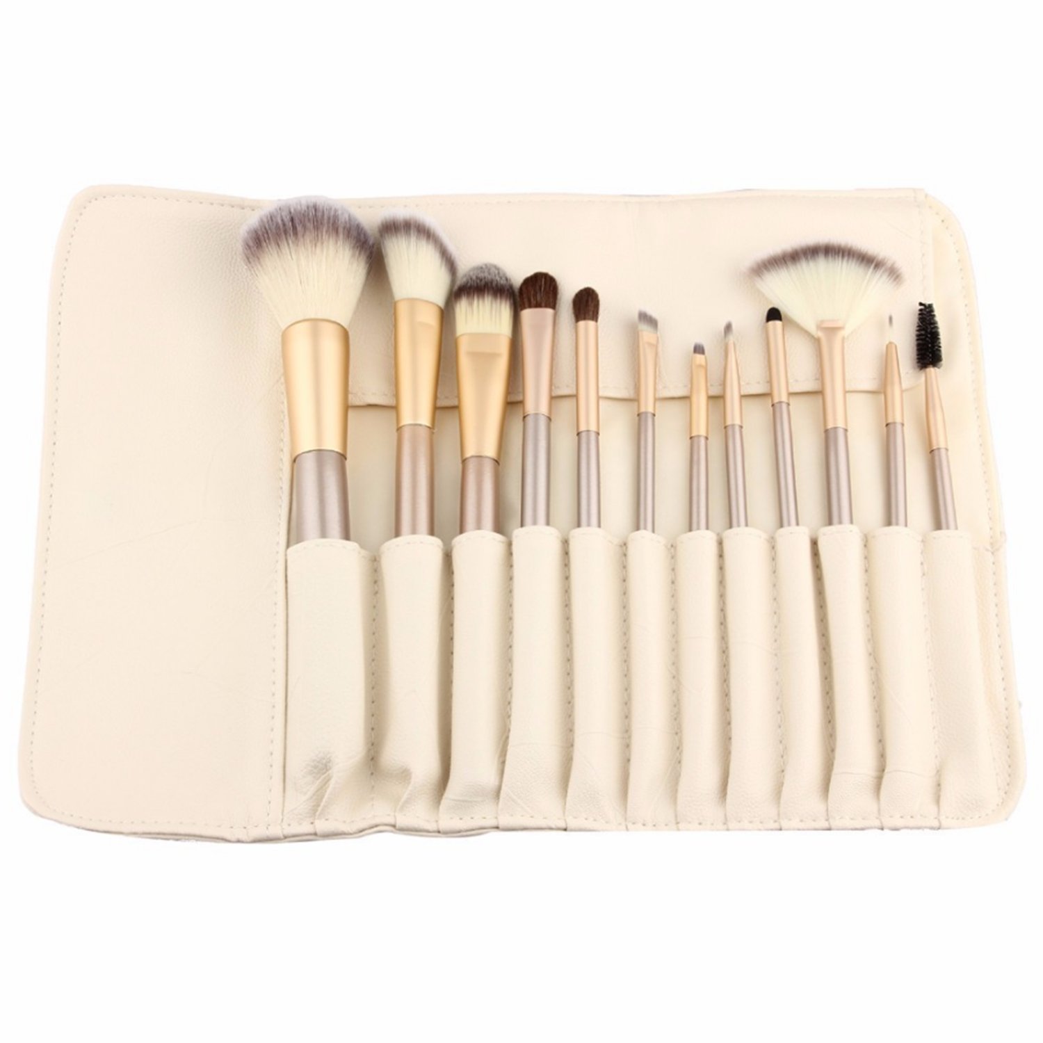 12 Piece Makeup Brushes Set | Horse Hair Professional Kabuki ...
