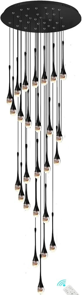 138'' Living Room Crystal Big Chandeliers 26Lights Black Staircase ...