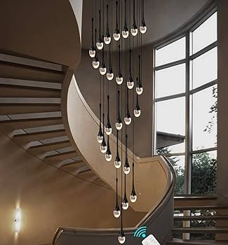 138'' Living Room Crystal Big Chandeliers 26Lights Black Staircase ...