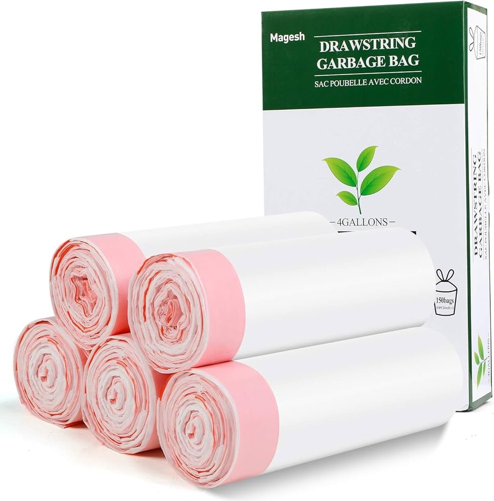 150 Clear 2.6 Gallon Small Garbage Bags（white）, Bathroom ...