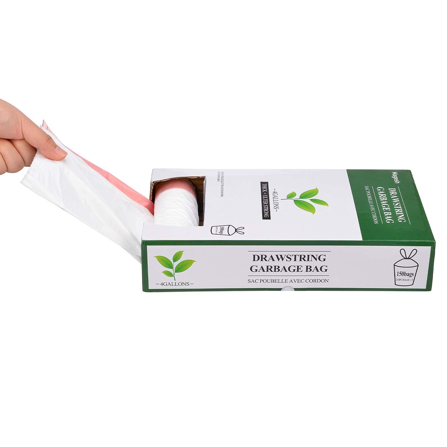 150 Clear 2.6 Gallon Small Garbage Bags（white）, Bathroom ...