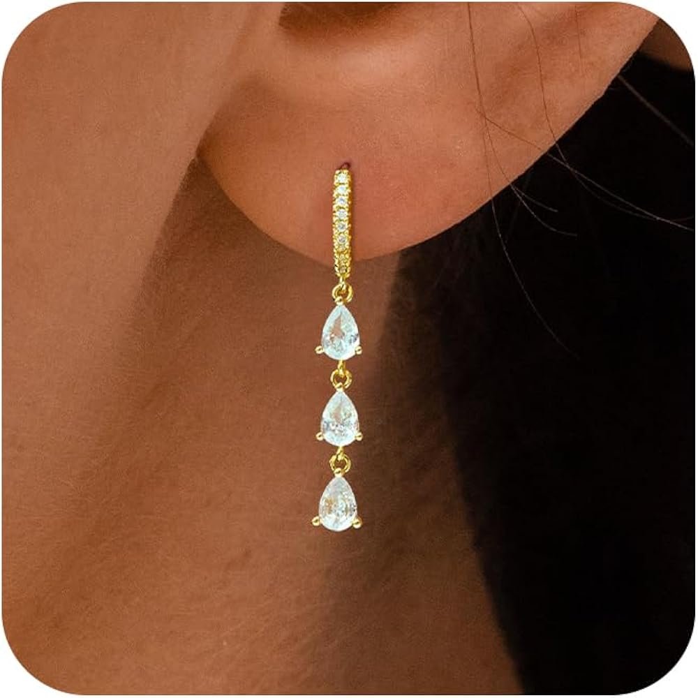 18K Gold Earrings for Women Unique Design Geometric ...