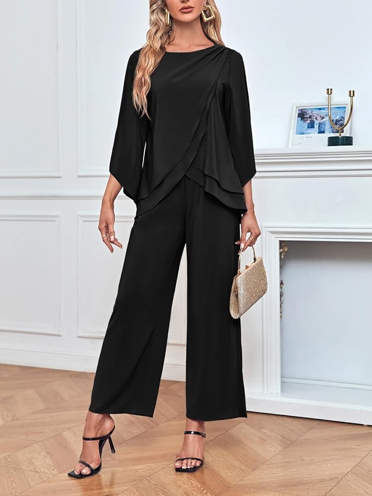 2 pieces Chiffon Mother of the Bride Pants Suits Formal Evening ...