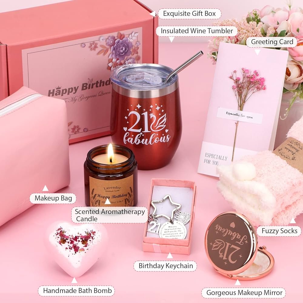 21e Birthday Gifts for Her, Personalised Birthday Hampers for ...