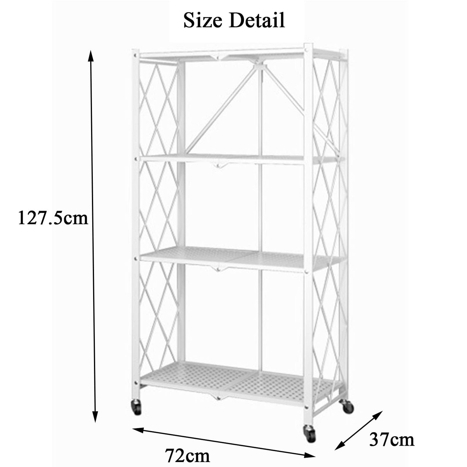 3-4 Shelf Foldable Storage Shelves with Wheels, Large Capacity ...