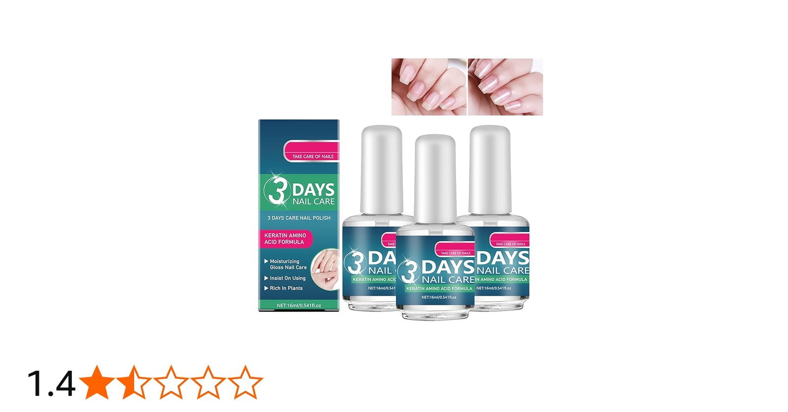 3 Day Nail Care Oil, Keratin Amino Acid Formula, Nourishes ...