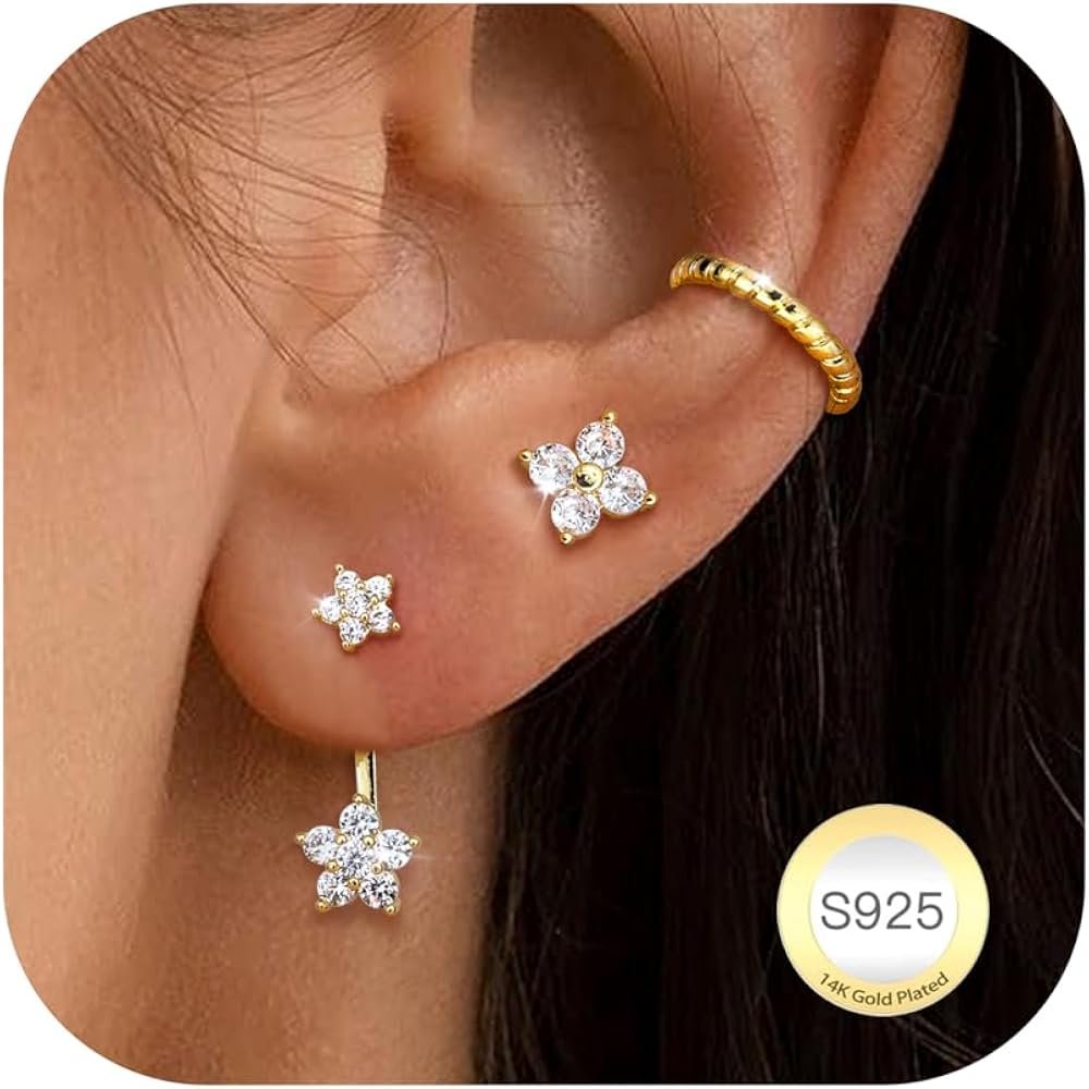 3 Paires Hypoallergéniques Boucles d'oreilles Femme Argent 925 ...