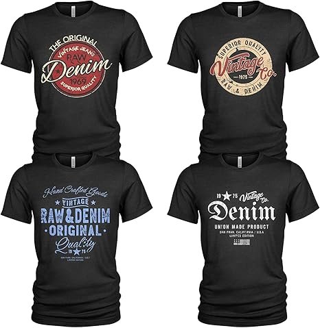 4 Pack Men's Summer Vacation T Shirts Casual Jeans Shorts with ...