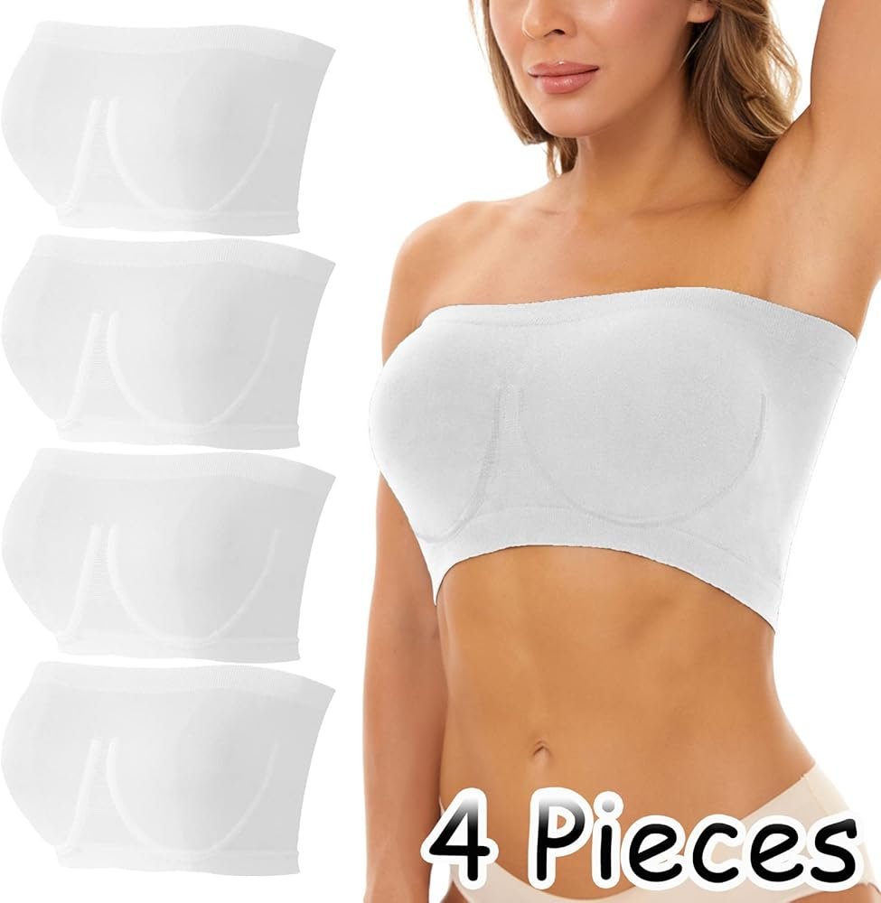 4pcs Sports Bras for Women Plus Size Strapless Bra Padded ...