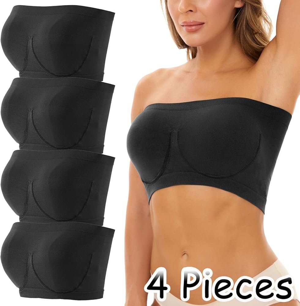 4pcs Sports Bras for Women Plus Size Strapless Bra Padded ...