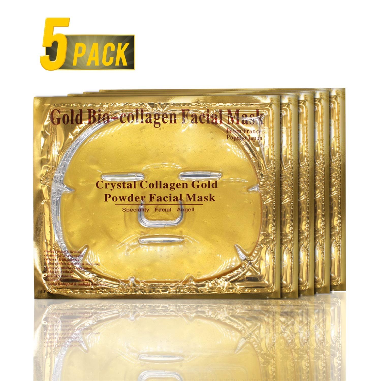 5 Pcs 24K Gold Bio-Collagen Facial Masks, Gold Gel ...