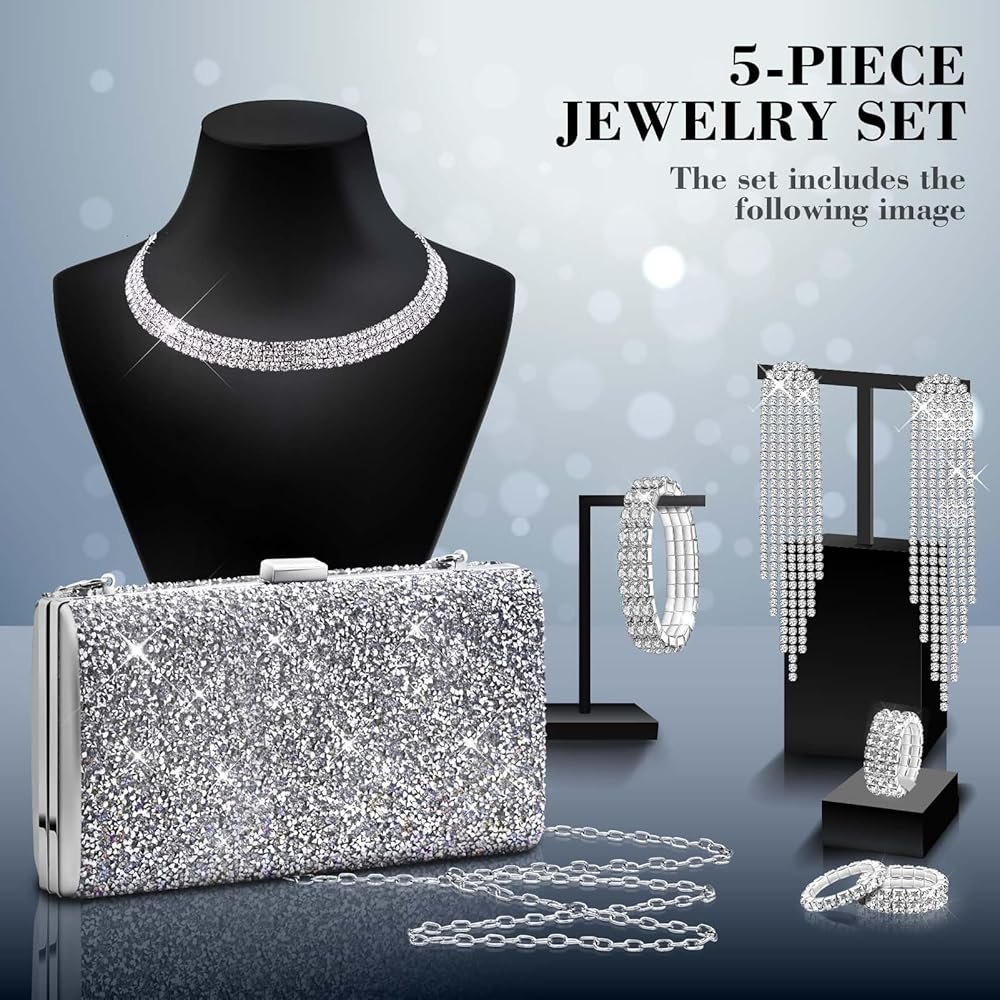 5 Pièces Ensembles de Bijoux en Argent pour Femme,Kucheed ...