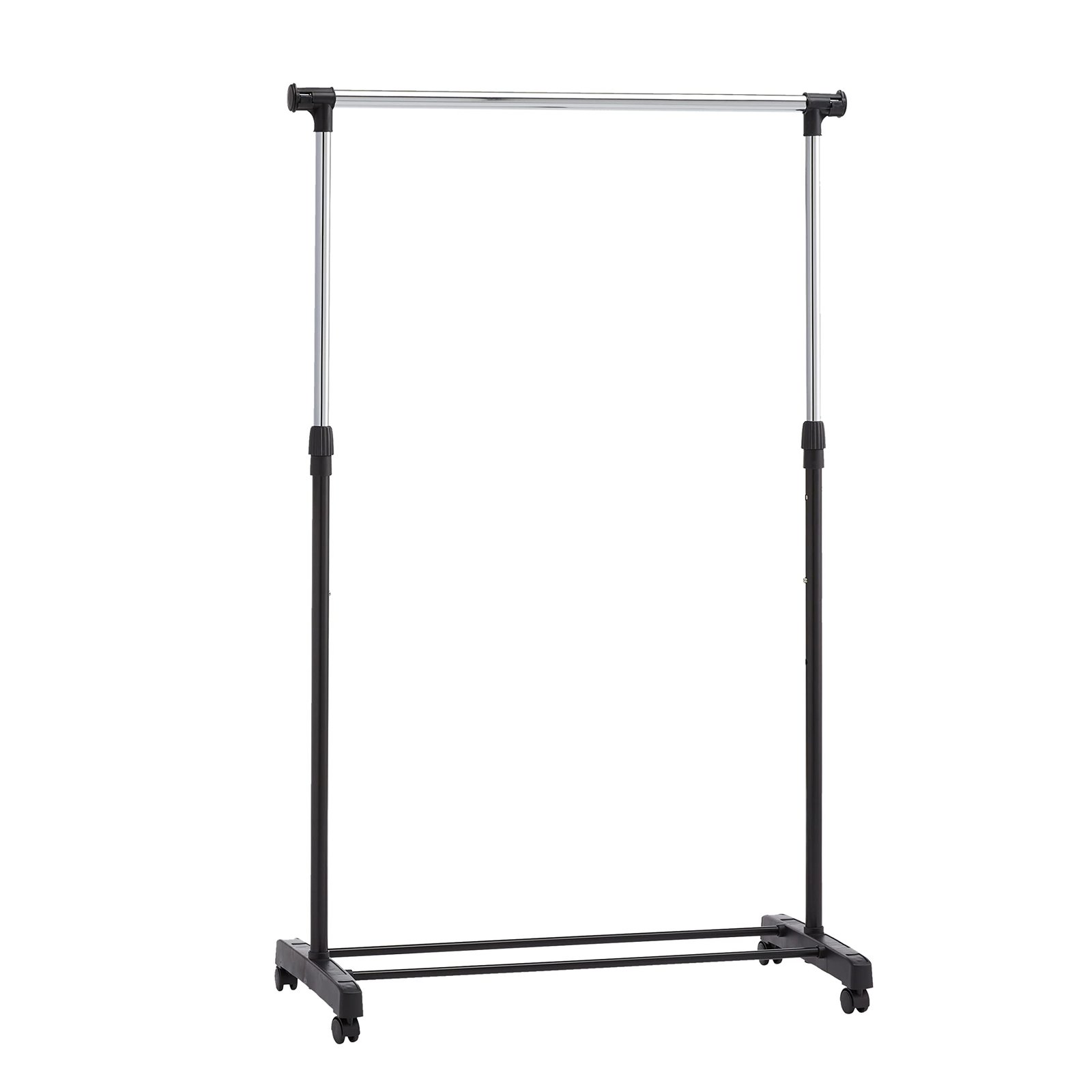 Amazon Basics Clothes Rail on Wheels, Chrome, 91.5-145 cm x 42 cm x 134-161 cm