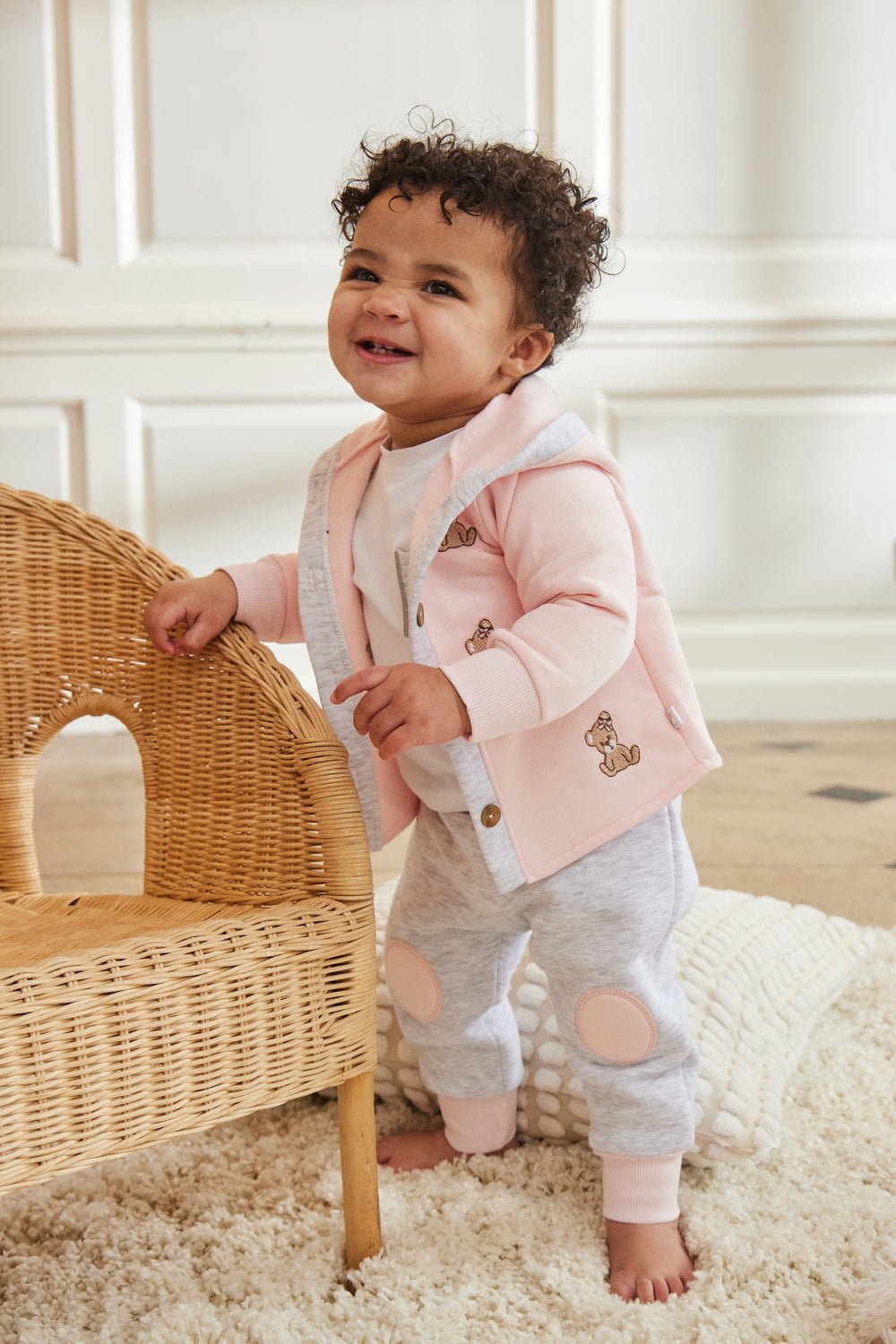 Autumn Outfit Baby Girl Newborn 3 Piece Clothes Set Bear Embroidery Polka