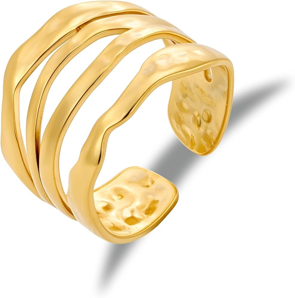 Bague Femme Alexcraft Plaquee Or 18K Martelee