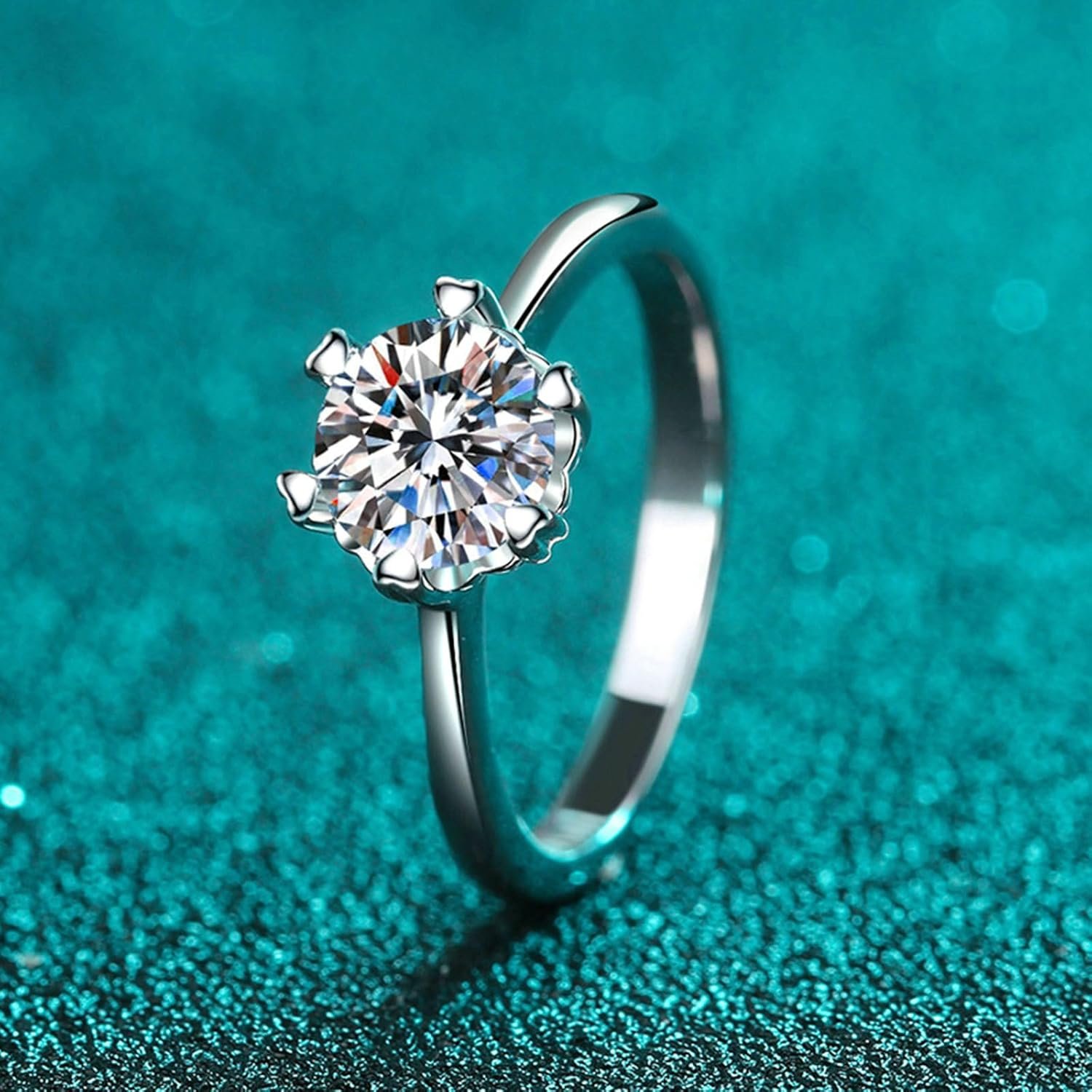 Bague pour femme en or blanc avec diamants de culture 2 carats