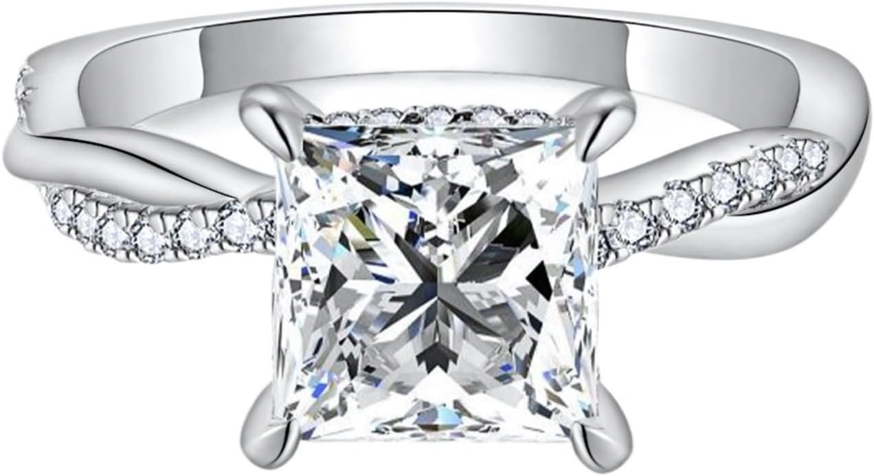 LOEXZAH Bague de fiançailles en moissanite 2 carats avec ...