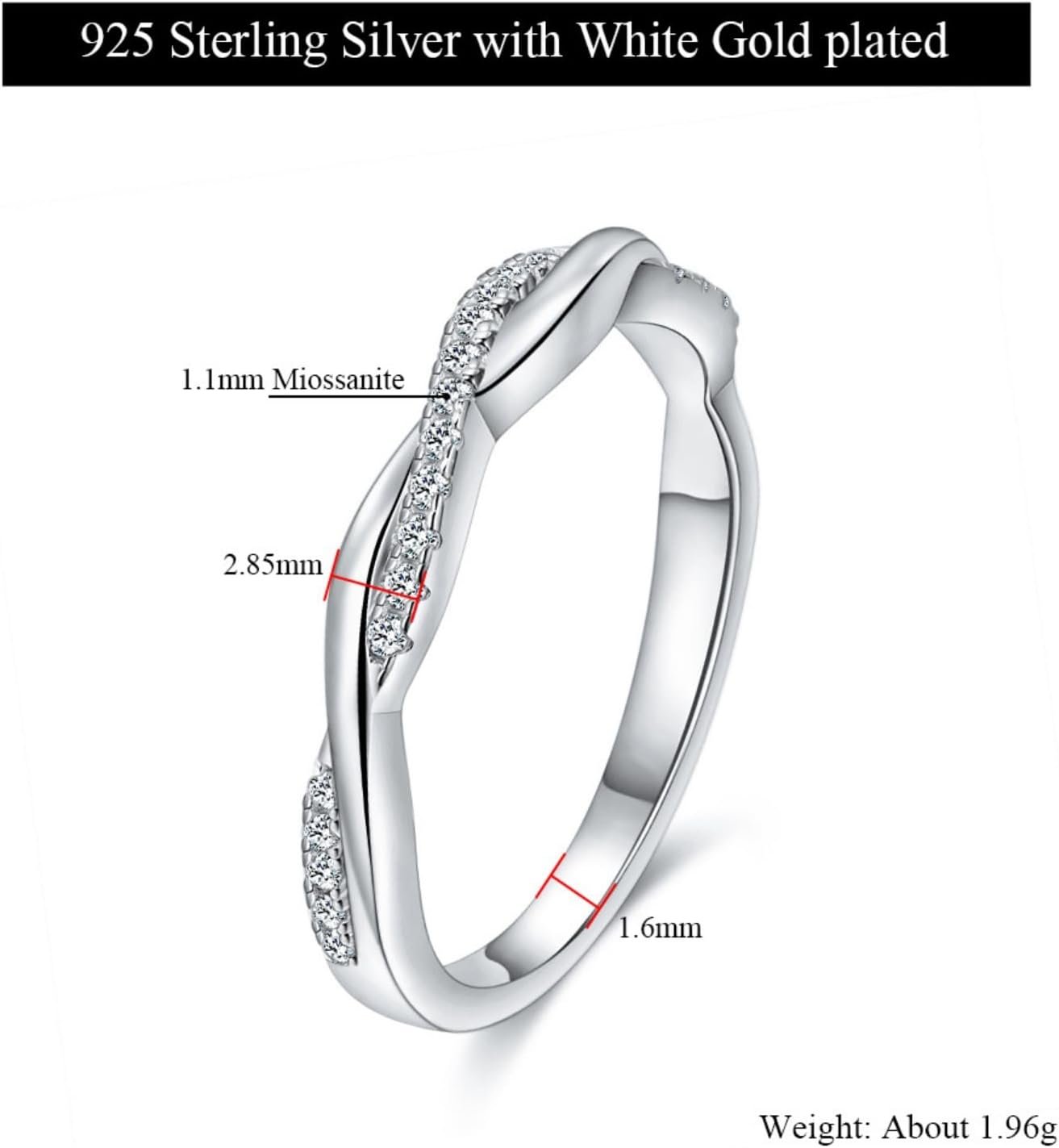 LOEXZAH Bague de fiançailles en moissanite 2 carats avec ...