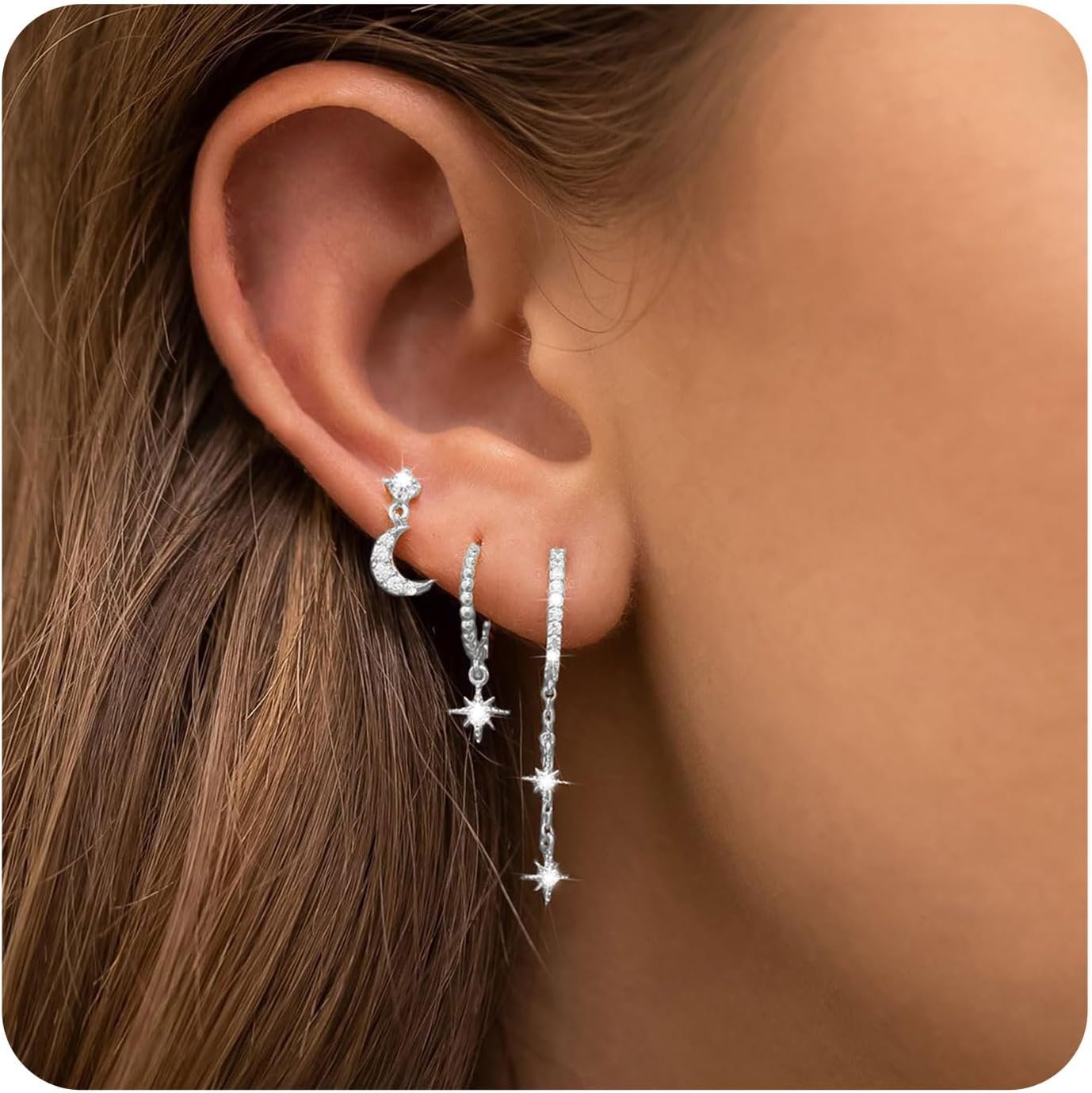 Goiern Lot de 3 paires de boucles d'oreilles créoles plaquées or ...