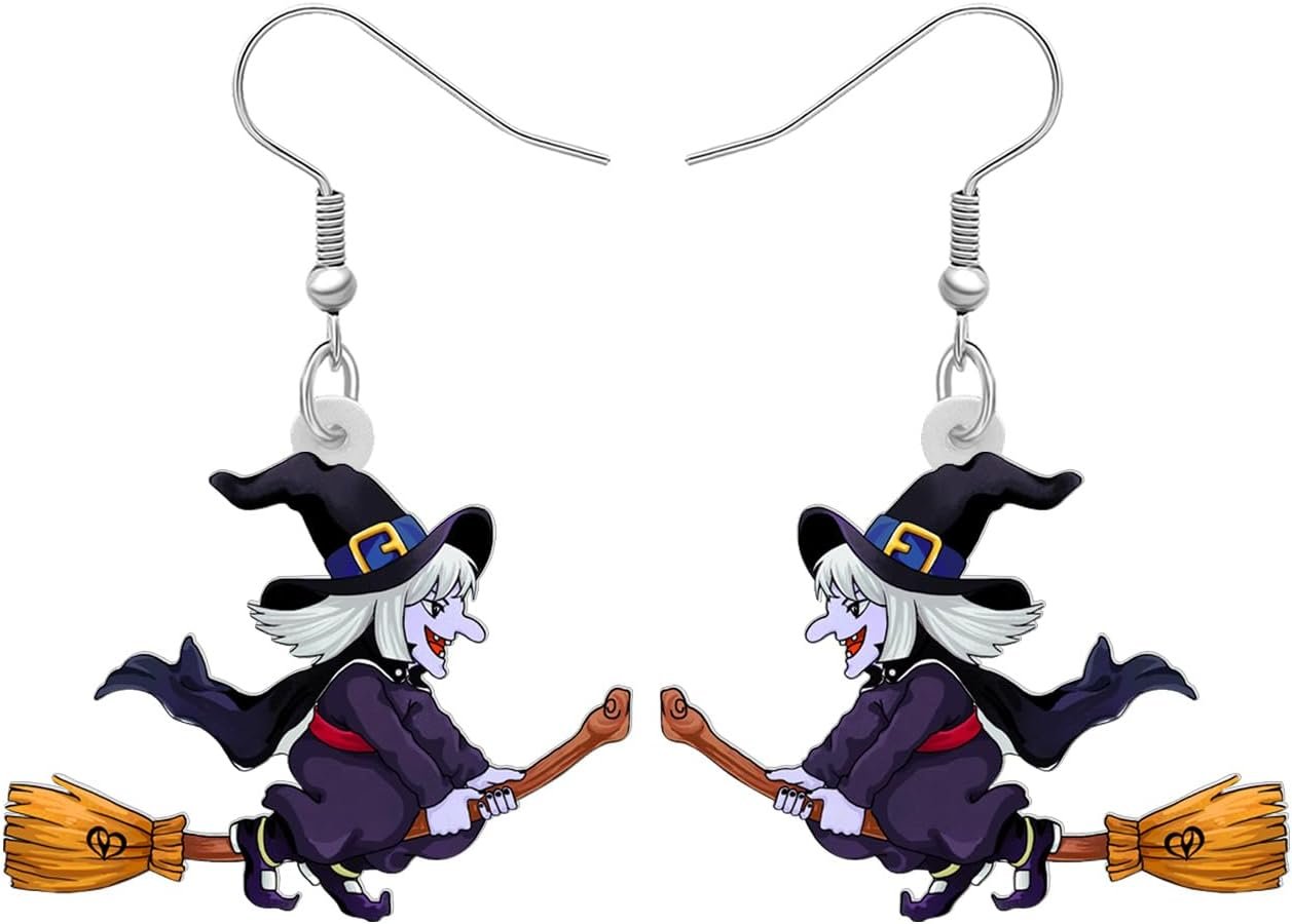 LONYOO Halloween Sorcière Boucles d'oreilles Pendants Acrylique ...
