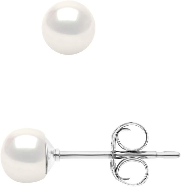 Boucles d'Oreilles Véritables Perles de Culture d'Eau Douce Boutons