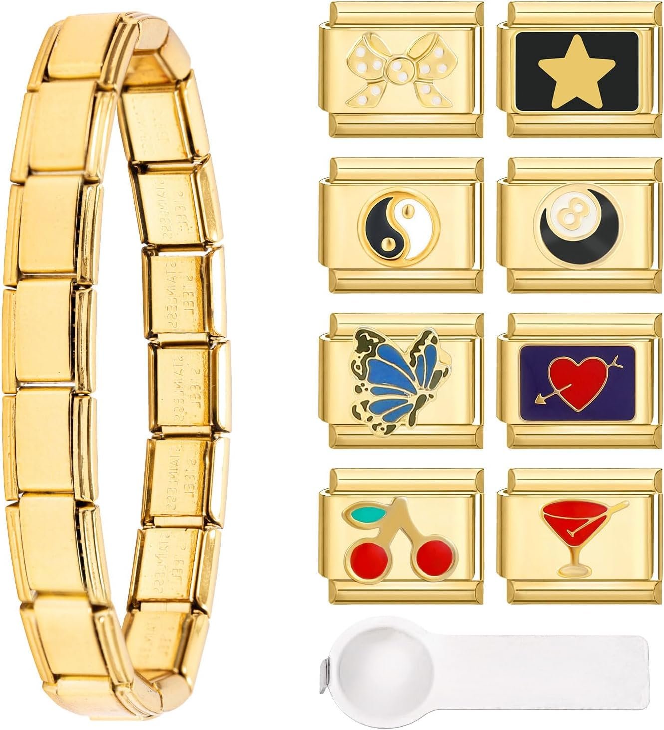Bracelet Kunoli à breloques en or, avec 8 breloques italiennes ...