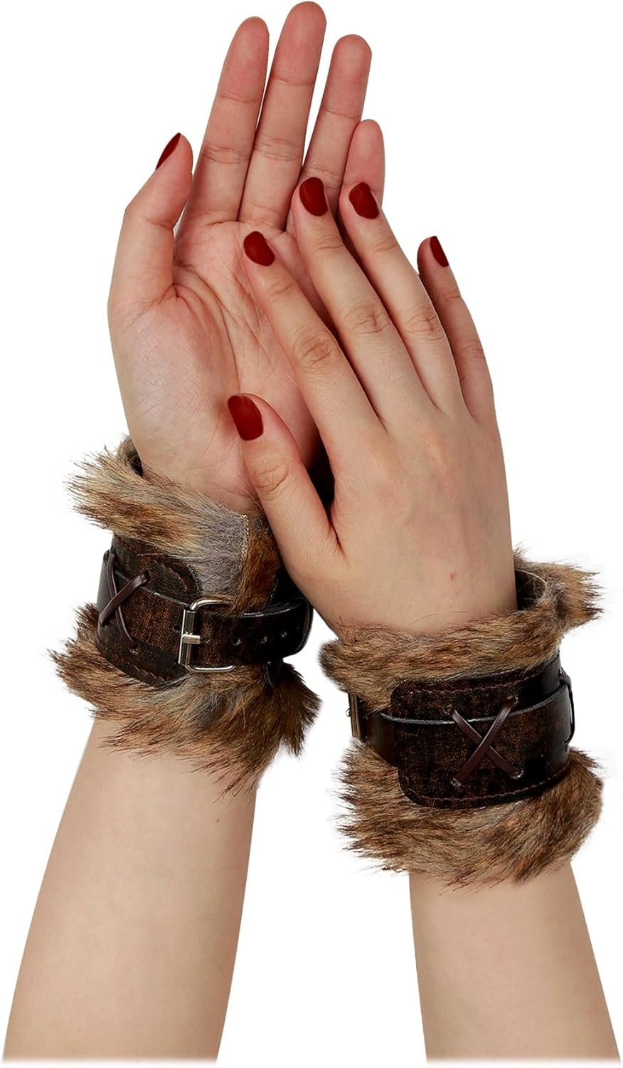 keland 1 Paire Bracelets Cuir Fausse Fourrure Viking Manchette ...