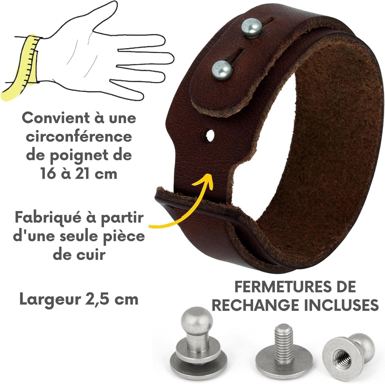 Simaru Bracelet en cuir véritable de qualité supérieure fabriqué en ...